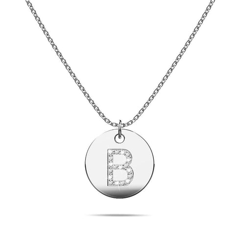 Initials Fabulous Alphabet Letter Necklace White Gold Layered Steel Jewellery